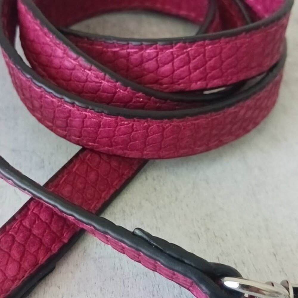 Clip-on Replacement Fuchsia Pink Textured Handbag Shoulder Strap Silver Clips - Picture 2 of 7
